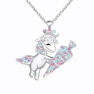 MAKOBLESSMOMO Einhorn-Halskette für Mädchen, süßer Einhorn-Anhänger, Schmuck, Geschenke für Mädchen, Tochter, Enkelin, Nichte, Geburtstag, Weihnachten