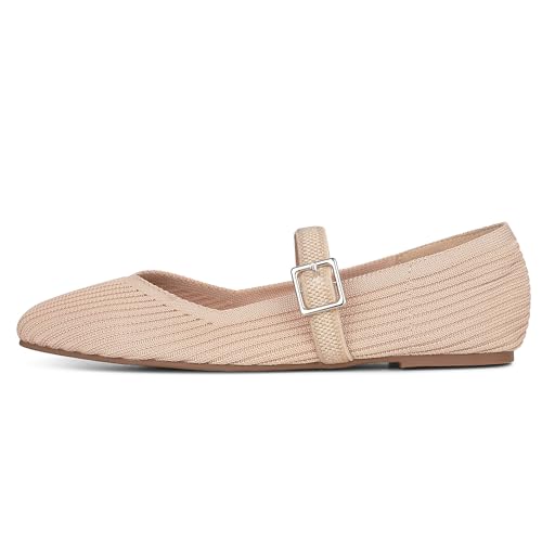 Image of CELNEPHO Flats for Women Mary Jane Shoes Ballet Flats Shoes Square Toe with Ankle Strap Dressy Comfortable Office Shoes