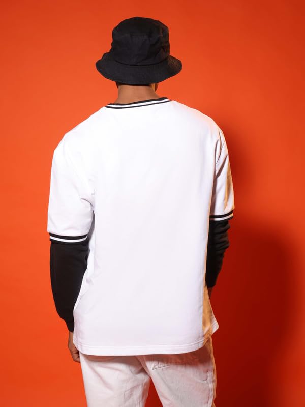 Image of SUBTRACT Round Neck Oversized T Shirt for Men | 100% Organic Cotton Oversized Tshirt | Contrast Rib Details & Comfort Fit