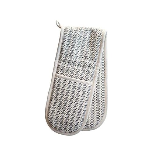 Creative Co-Op Cream & Black Cotton Double Hot Mitt, Black