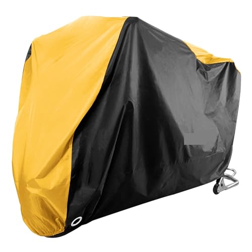 WENYOG Motorcycle Cover Motorcycle Cover All Season Waterproof Dustproof UV Protective Outdoor Indoor Lock-holes Design Motorbike Rain Covers Coat(Black Yellow,M)