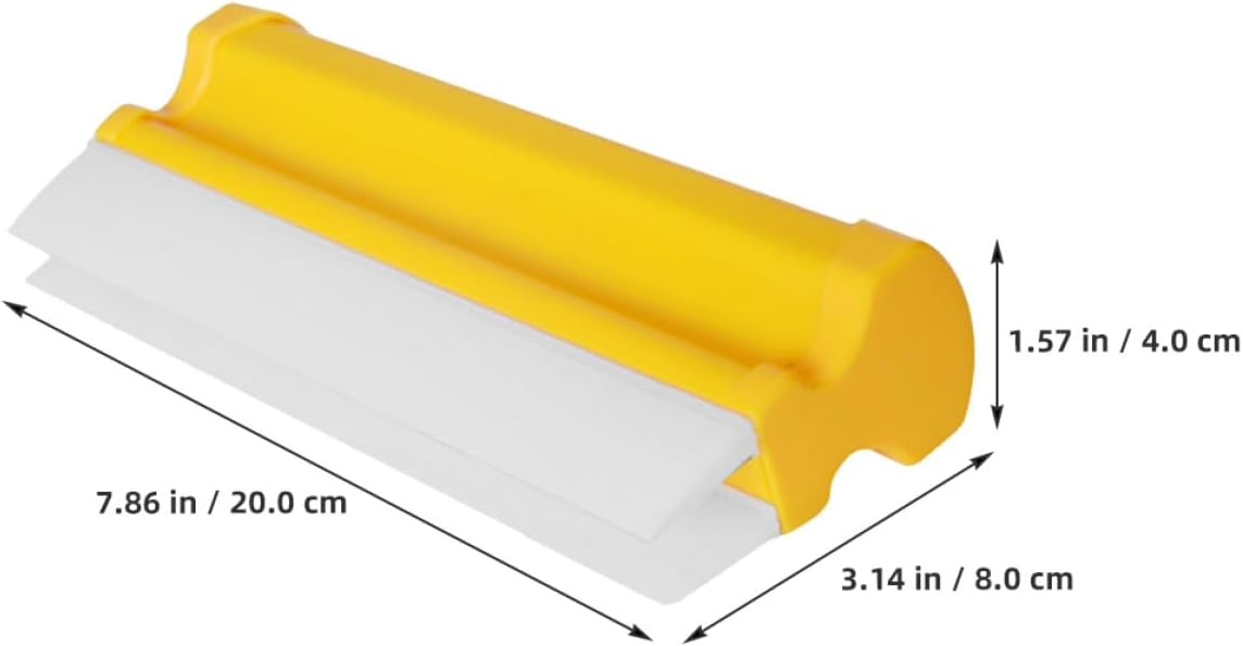 Double-Row Silicone Car Window Squeegee 20Cm, Flexible Plastic Windshield Cleaner Tool for Automotive Exterior, Yellow Short Handle for Car Washing and Drying