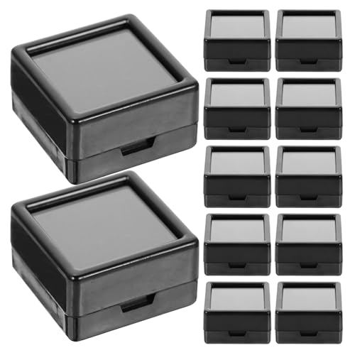 FOYTOKI Caja Expositora para Anillos 12 Piezas 3X3 CM Negra Tapa para Almacenamiento y Exhibición de Accesorios de Boda y Regalos