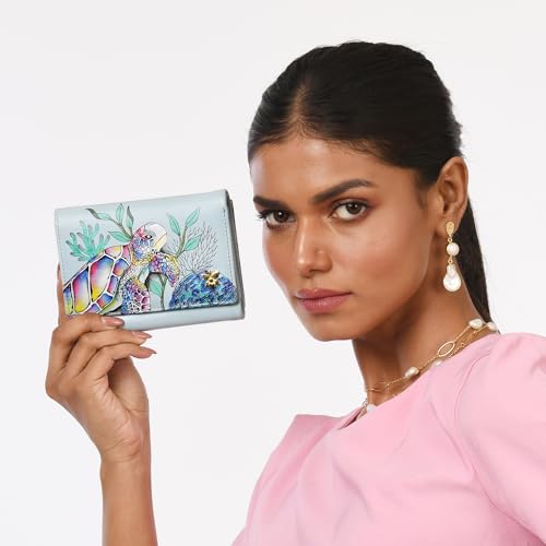 Anuschka Women's Hand-Painted Genuine Leather RFID Blocking Small Flap French Wallet3