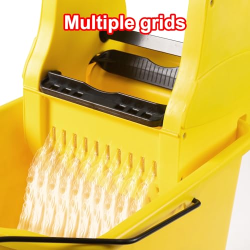 Image of Matthew Cleaning 30 Quarts Commercial Mop Bucket with Down Press Wringer On Wheels,Industrial Heavy-Duty Floor Cleaning w /Handle, Mop Bucket for Home,Offices,Commercial, Restaurants
