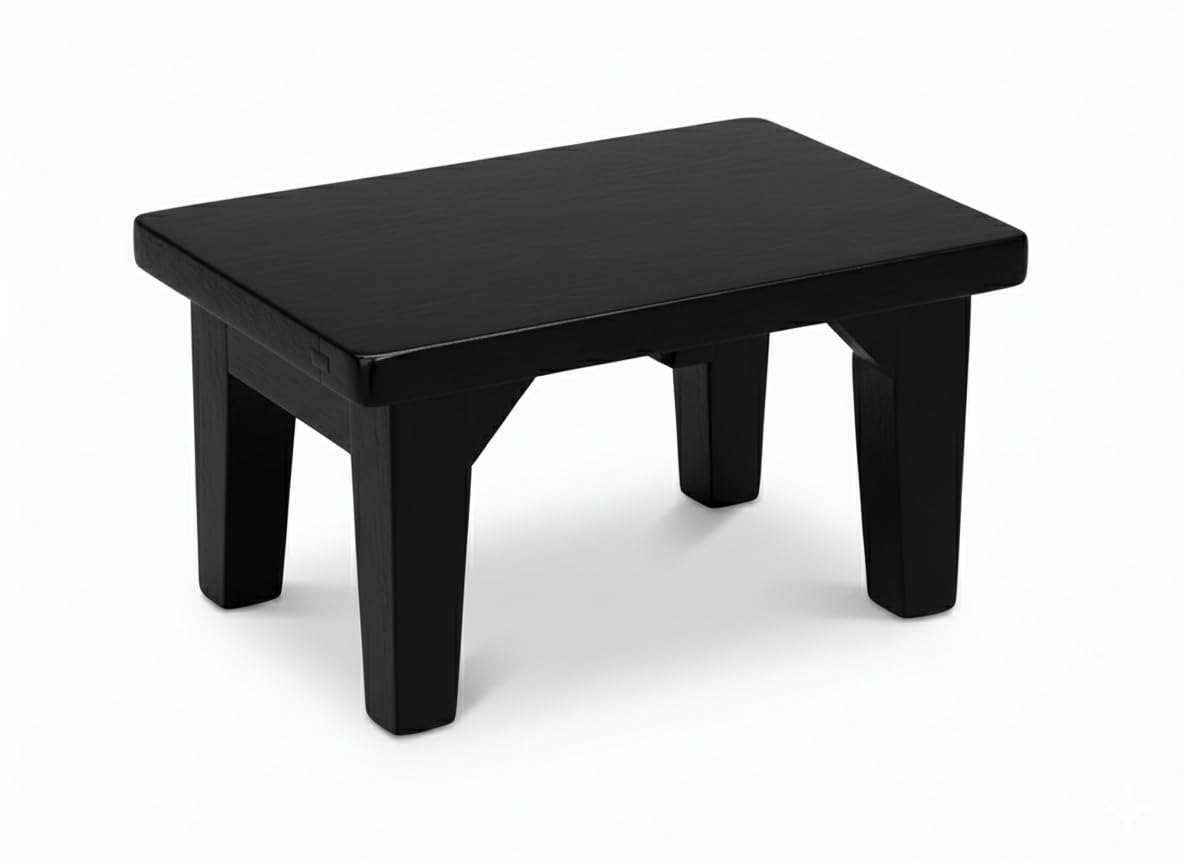 Bright Wood Craft Wooden Step Stools for Adults Kids, Bedside Bed Steps for High Beds Heavy Duty One Stepping Stool for Kitchen Bathroom Bedroom Hold Up 100 Kg Capacity (Black)-image-12
