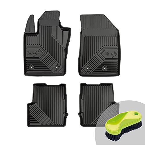 Frogum Juego de 4 alfombrillas de goma para Fiat 500X, Jeep Renegade, para todo el año, material TPE de alta calidad y duradero, fabricado en la UE, con cepillo para tapicería gratis