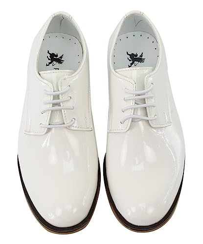 Chaussures Vernies Garçon SIRRI - Lacets - Semelle Caoutchouc Blanc - Taille 26 à 39 EU - Noir Ou Bleu Marine