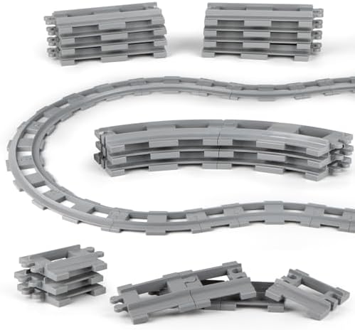 Finger Rock City Train Tracks Building Block Set with Curved Tracks and Straight Tracks, Flexible Rails Train Track Railroad Expansion Accessory Set for Kids