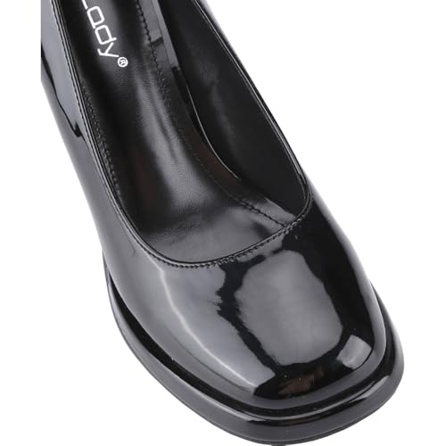 CLOVERLAY Women's Closed Toe Pumps Chunky Block Heel Round Toe Low Heels Platform Pump Shoes Lolita Style Spring Summer Vacation Spring Break Easter4