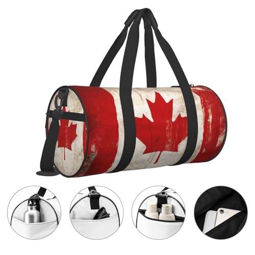 Travel Duffle Bag Weekender Bags for Men Women with Shoe Compartment Large Capacity Weekender Overnight Bag Retro Canada Flag Carry On Tote Bags Sport Gym Bag for Travel Yoga, Black, One Size3