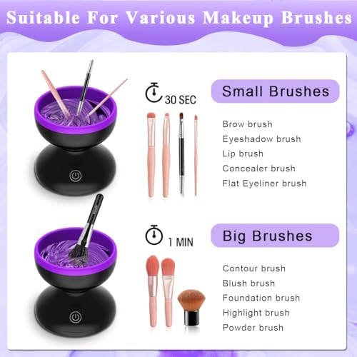 Image of MAYCREATE Electric Makeup Brush Cleaner Machine, Silicone Makeup Brush Cleaning Cup, Portable USB Automatic Spinner Cleaner for All Size Brushes