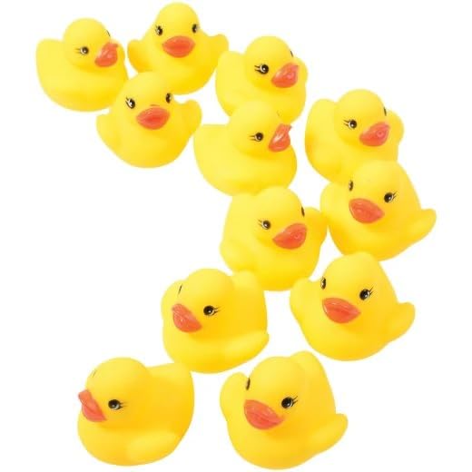 BANQLYN Bath Duck Toys 12 PCS Yellow Rubber Ducks Squeak & Float Ducky Baby Shower Pool Toy for Toddlers Kids 3 Months+