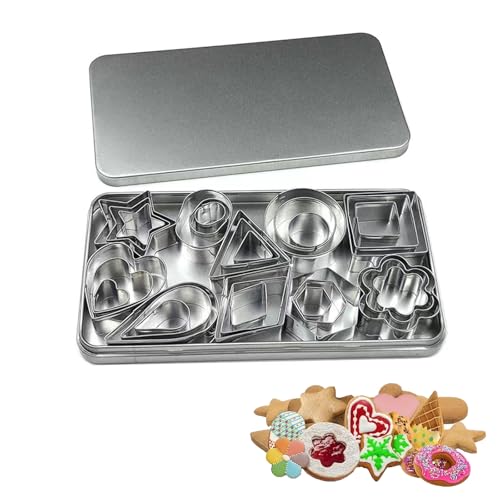 Cocina,Moldes Reposteria,Cortadores de Galletas Fondant,Paquete de 30,Variedad en Forma,Plateado,Moldes para Galletas de Acero Inoxidable,para Pastel,Cookie,Cortadores de Galletas de Navidad