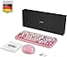 Perixx PERIDUO-713 Wireless Mini Keyboard and Mouse Combo, Retro Round Key Caps, Pastel Pink, US English Layout