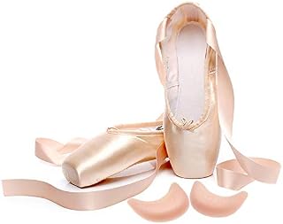 IJONDA Adult Ballet Pointe Shoes Hard Toe Dance Shoes Pink Satin Practice Ballet