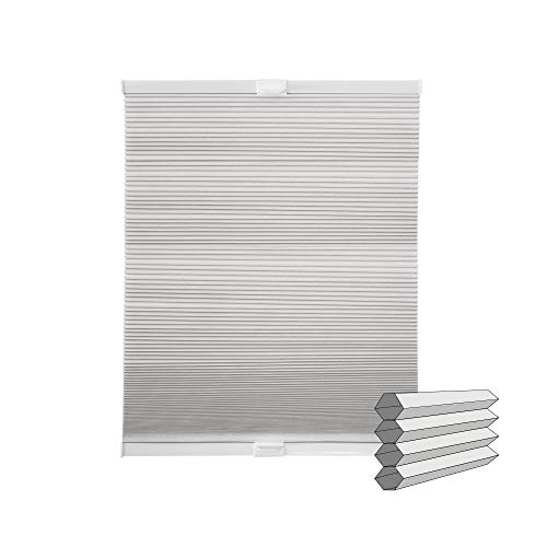 Victoria M. Estor Plisado Doble / Estor Plegable Panal de Abeja con fijación Klemmfix - Montaje sin perforar! 40 x 130cm, Blanco