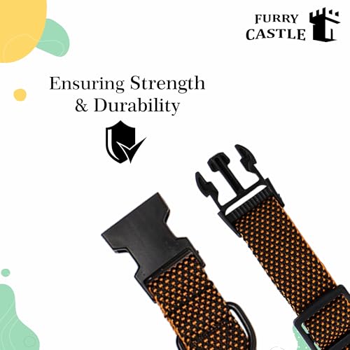 Image of Nylon Leash and Collar for Dogs with 360 Degree Rotating Clasp | Mustard Yellow | Water Proof | for Medium and Large Dogs in Medium Size