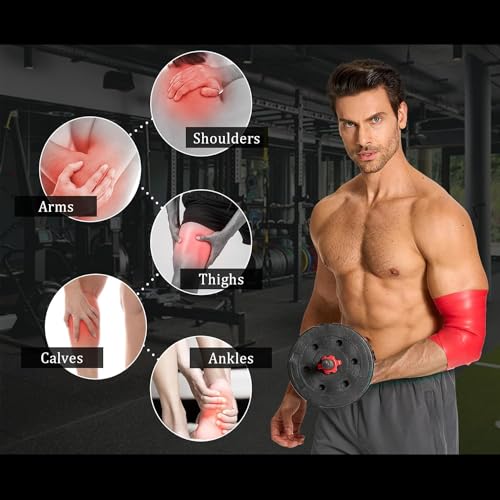 Image of A-TAPE Muscle Floss Bands (5' Ft Long X 2 inch inch Width)- Compression Bands - for Improving Movement, Increasing Circulation & Reducing Soreness (Red (Heavy) + Black (Medium))