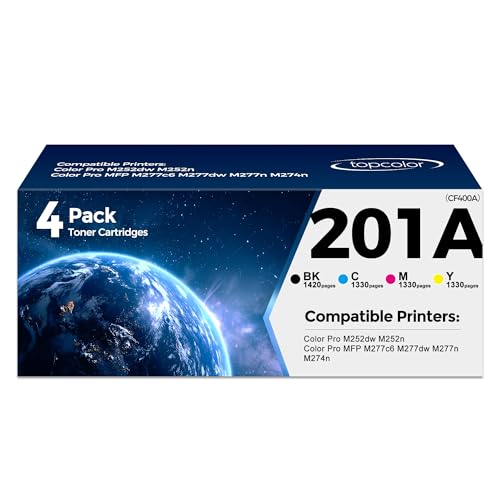 Image of 201A High Yield Toner Cartridge Replacement for HP 201A CF400A 201X Toner Cartridge for Color Laser Jet Pro M277dw M252dw MFP M277dw M277n M277c6 Printer 4-Pack, Black /Cyan /Yellow /Magenta