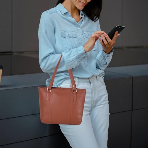 Image of Leather Purse For Women - Real Leather Tote For Women - Ladies Shoulder Handbag For Work, Travel, Casual Use