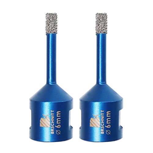 Forets Carrelage Diamant 6mm - BRSCHNITT 2 pièces Brasé Sous Vide et Trépans avec Filetage M14 pour Perçage à sec en Porcelaine Carrelage Granit Marbre