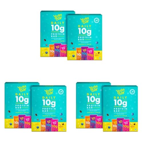 Image of Yogabar Variety Pack 10g Protein Bars [Pack of 18], Protein Blend & Premium Whey, 100% Veg, Rich Protein Bar with Date, Vitamins, Fiber, Energy & Immunity for fitness,Pack of 2