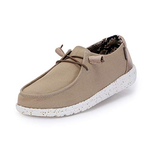Image of Hey Dude Wendy Women's Casual Slip-On Shoe - Comfort and Lightness - Ergonomic Memory Foam Insole - Designed in Italy and California, Nougat, 9 US