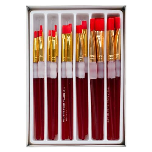 Royal & Langnickel Big Kids Choice Value Brushes Flat Type Short Handle Assorted Sizes Set of 24