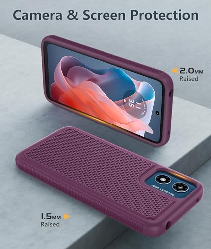 Image of FNTCASE for Motorola Moto G-Play-2024 Case: Dual Layer Protective Heavy Duty Cell Phone Cover Shockproof Rugged with Non Slip Textured Back - Military Protection Bumper Tough (Purple)