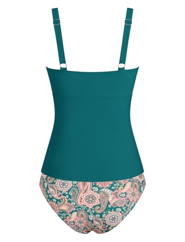Image of ZAFUL Tankini Swimsuits for Women Tummy Control High Waisted Twist Front Ruched Two Piece Bathing Suit