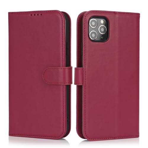 Image of for iPhone 11 Pro Max Case Wallet with Card Holder,for iPhone 11 Pro Max Wallet Case for Women Men,PU Leather Shockproof Magnetic Buckle Stand Flip Phone Case-Red
