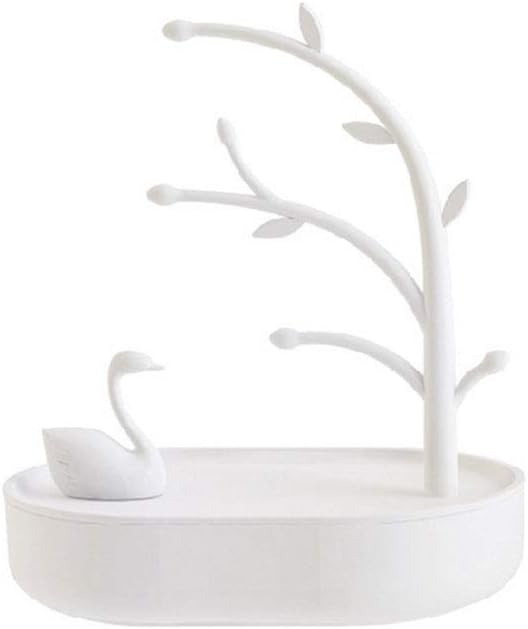 AJINGE Jewellery Display Stand, Swan Lake Jewellery Storage Rack for Earring Necklace Bracelets Jewelry Holders Hanging Organiser Rack Tower(white)