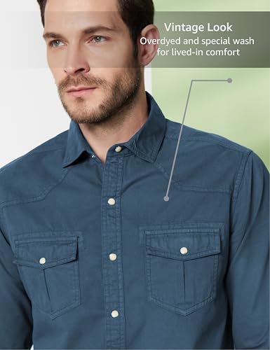 Image of Symbol Premium Men's Washed Cotton Twill Casual Shirt - Regular Fit | Pure Cotton (Available in Plus Sizes)