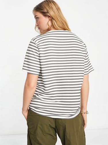 Image of Mack Jonney Oversized | Loose Fit | Half Sleeves 100% Cotton Round Neck Striped T-Shirt for WOMEN-MACK640651