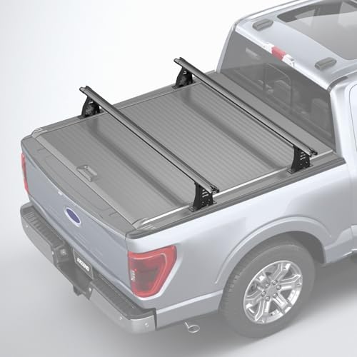 IIIREENO Adjustable 74.6" Truck Bed Rack Cross Bars (2PCS), Heavy-Duty Aluminum T-Slot Crossbars for Full-Size Trucks, Compatible with Retractable Tonneau Covers with Rail System, Kayak & Bike Racks