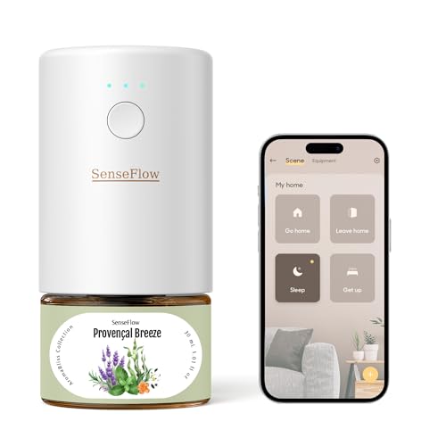 SenseFlow Difusor Aceites Esenciales Difusor de Aromas Smart Wi-Fi SF101S Pro -Ultrasónico Sin Agua, 100 % Vegetal, Aromaterapia120 Días, para Hogar, Hotel y Estudio Hasta 100 ㎡, Provençal Breeze