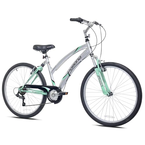 Kent International Pomona Dual Suspension Comfort Bike - 26 -Inch ‎Hybrid Bike with 7-Speed Rear Shimano Derailleur Drivetrain - Lightweight Mountain Bike with Aluminum Frame for Cycling - Women.