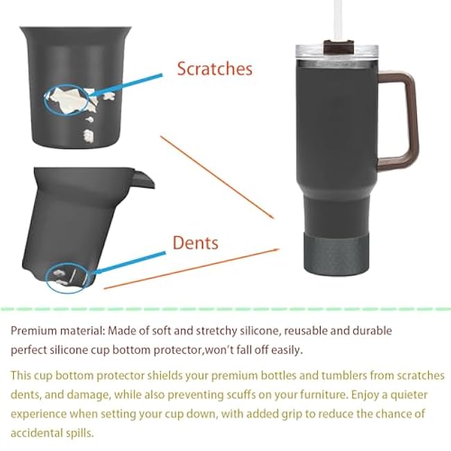 Protective Silicone Boot Compatible with Stanley Cup Boot Quencher Tumbler Bottom Protector Boots for Hydroflask Boot and More Bottles/Tumblers with 2.8-3in Bottom