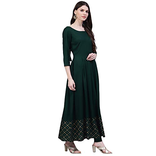 Image of Stylum Women's Checkered Rayon Flared Kurta with Dupatta Set