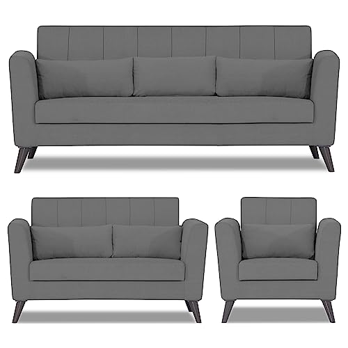 Image of Adorn India Daniel 3+2+1 6 Seater Sofa Set (Grey) (3 Year Warranty)