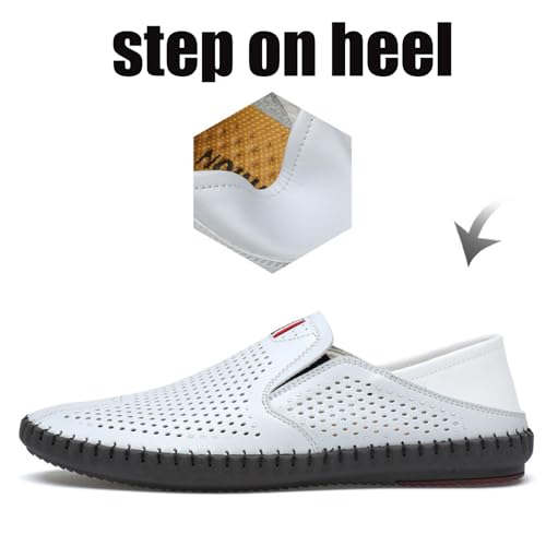 Men's Leather Cut Out Breathable Loafers Fashion Round Toe Slip On Soft Solewalking Flats Sandals Formal Business Casual Comfortable Work Shoes2