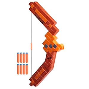 Nerf Minecraft Bow Dart Blaster, Pull-Back String Priming, 8 N1 Darts Compatible Only N1 Dart Blasters, Ages 8+