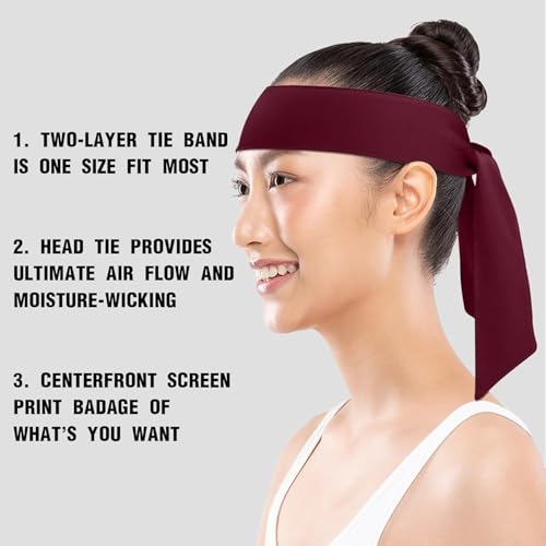 PAROPKAR Ninja Karate Sweat Wicking Sports Headband, Running, Tennis, Gym Yoga Workout, Soccer Adjustable Ties Headband for Men Women (Wine) - Image 4