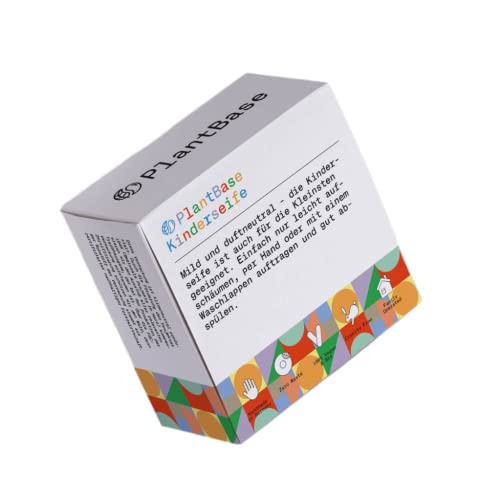 PlantBase Kinderseife Bio | Babyseife für empfindliche Haut ohne Palmöl | Seife Kinder aus Sheabutter & Mandelöl | Handgemacht & Made in Germany | 1 x 100 g Cover