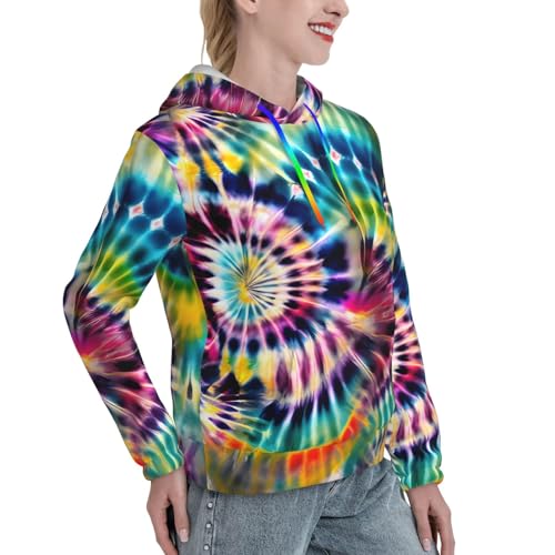 Pull à capuche femme imprimé Tie Dye avec poche kangourou EdWal