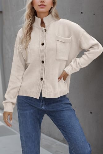 Image of Sumleno Long Sleeve Cardigan Sweaters for Women Button Down Tops Vintage Grandpa Aesthetic Grunge Fall Winter Outfits