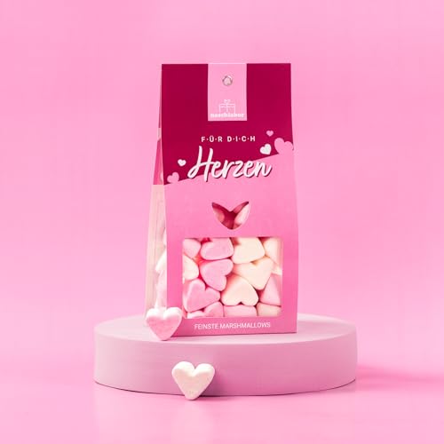 Pinke Marshmallow Herzen | Das mini Geschenk für deine Liebsten | Marshmallow Herz | Geschenkverpackung mit Marshmallows | Herz Marshmallows zum dekorieren, backen oder verschenken