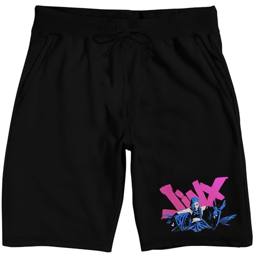 League Of Legends Arcane Jinx Name Text Adult Black Sleep Pajama Shorts