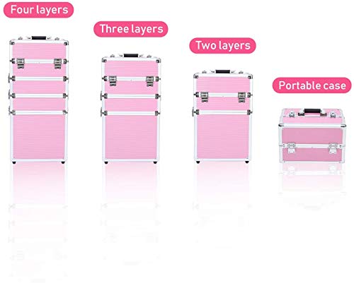 Ridgeyard 5 in 1 Kosmetikkoffer Trolley Universal große Aluminium Beauty Case Trolley Make up Case-Pink – Bild 5